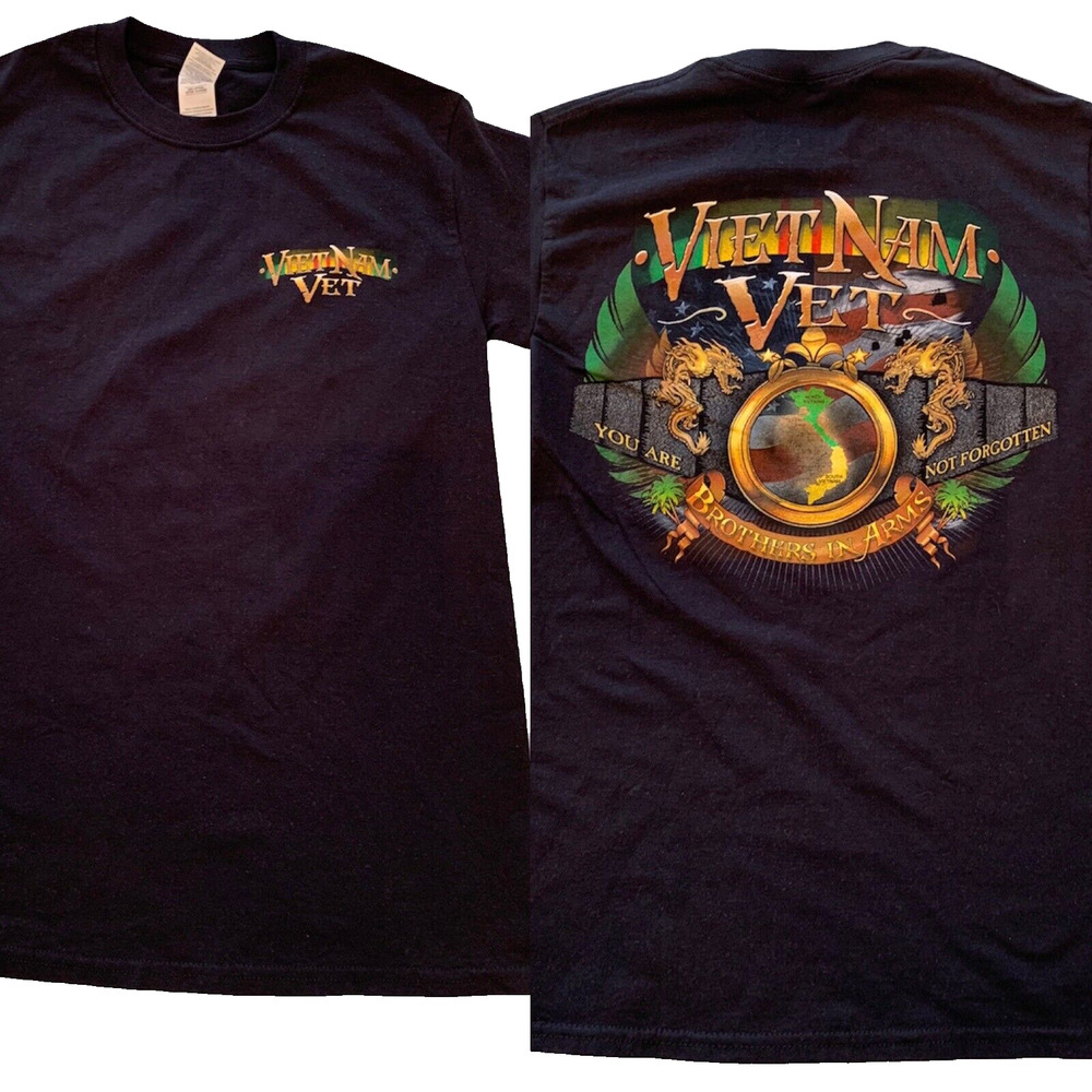 Small Gildan "VietNam Vet Brothers in Arms" Mens Black Short Sleeve Tshirt